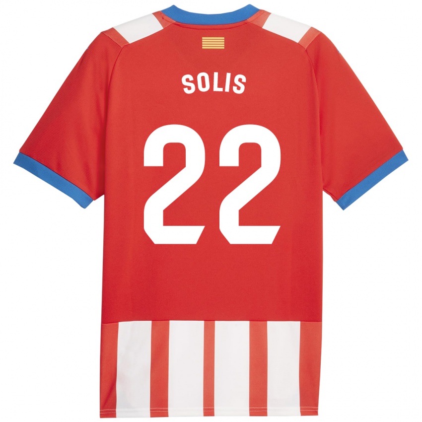 Niño Camiseta Jhon Solís #22 Rojo Blanco 1ª Equipación 2023/24 La Camisa