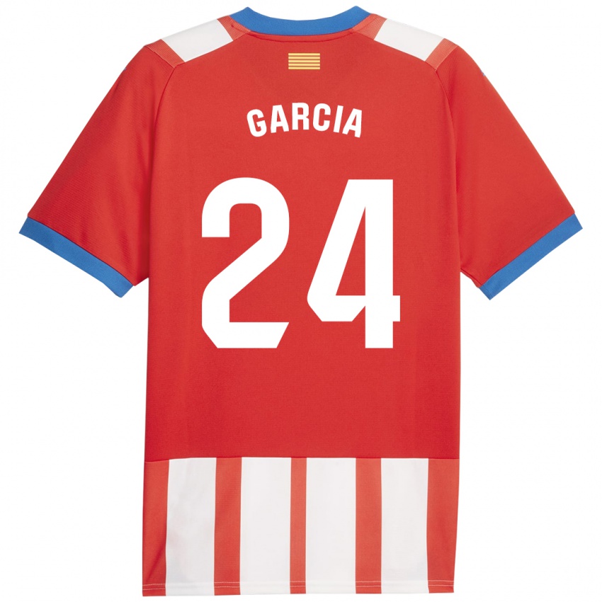 Niño Camiseta Borja García #24 Rojo Blanco 1ª Equipación 2023/24 La Camisa