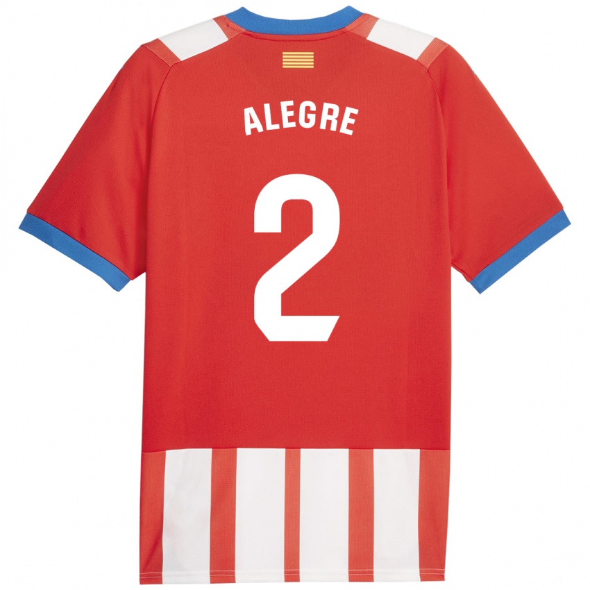 Niño Camiseta Marc Alegre #2 Rojo Blanco 1ª Equipación 2023/24 La Camisa