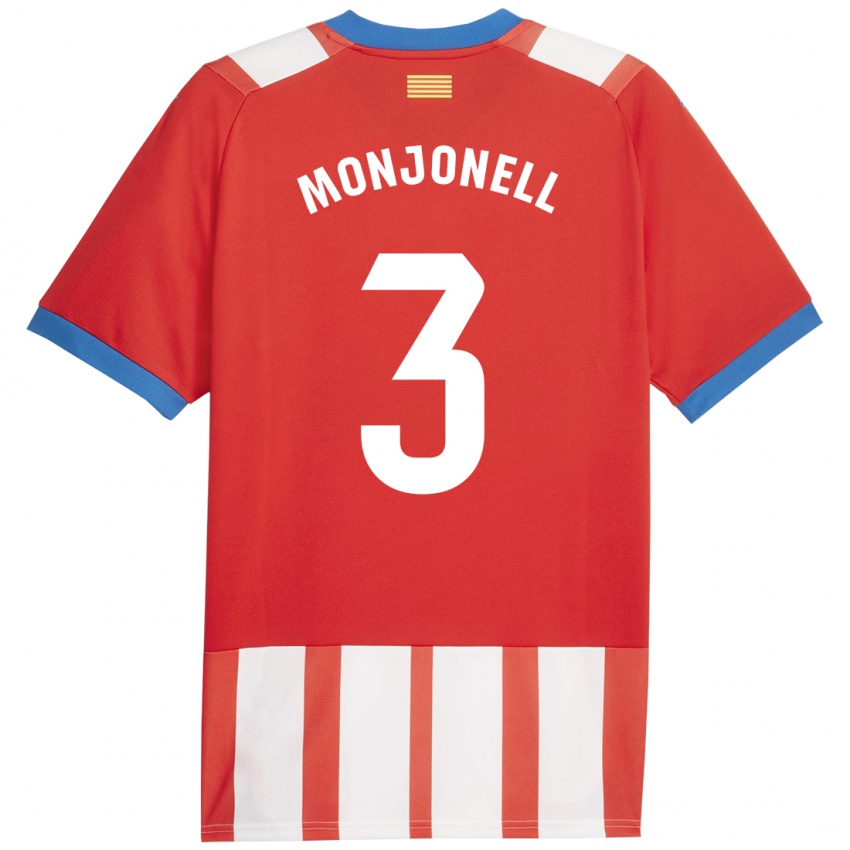 Niño Camiseta Eric Monjonell #3 Rojo Blanco 1ª Equipación 2023/24 La Camisa