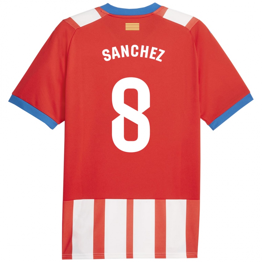 Niño Camiseta Miguel Ángel Sánchez #8 Rojo Blanco 1ª Equipación 2023/24 La Camisa