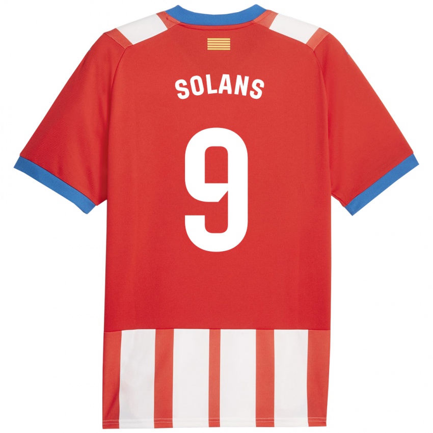 Niño Camiseta Sergi Solans #9 Rojo Blanco 1ª Equipación 2023/24 La Camisa