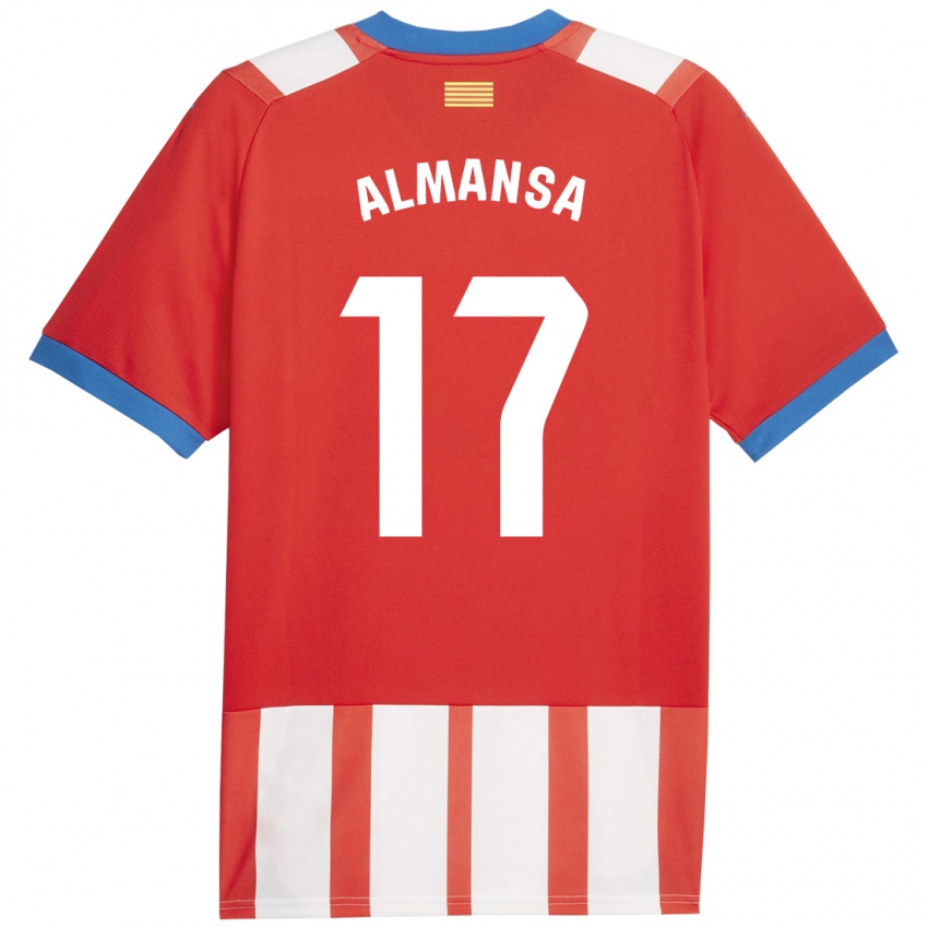 Niño Camiseta Alex Almansa #17 Rojo Blanco 1ª Equipación 2023/24 La Camisa