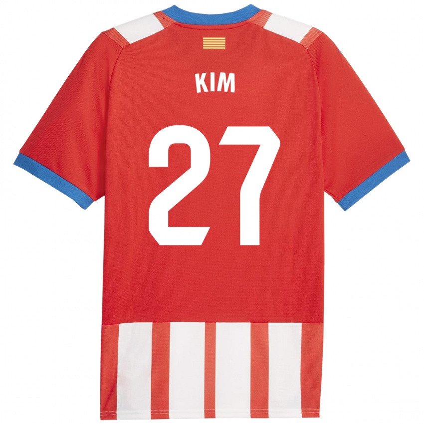 Niño Camiseta Min-Su Kim #27 Rojo Blanco 1ª Equipación 2023/24 La Camisa