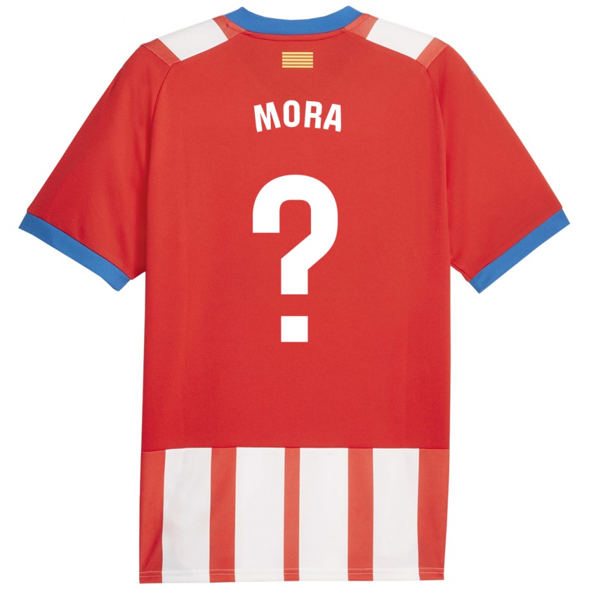 Niño Camiseta Adrià Mora #0 Rojo Blanco 1ª Equipación 2023/24 La Camisa