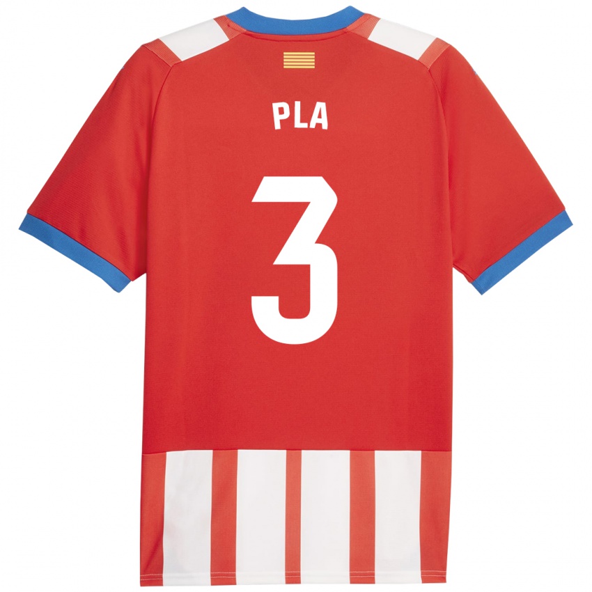 Niño Camiseta Marta Pla #3 Rojo Blanco 1ª Equipación 2023/24 La Camisa