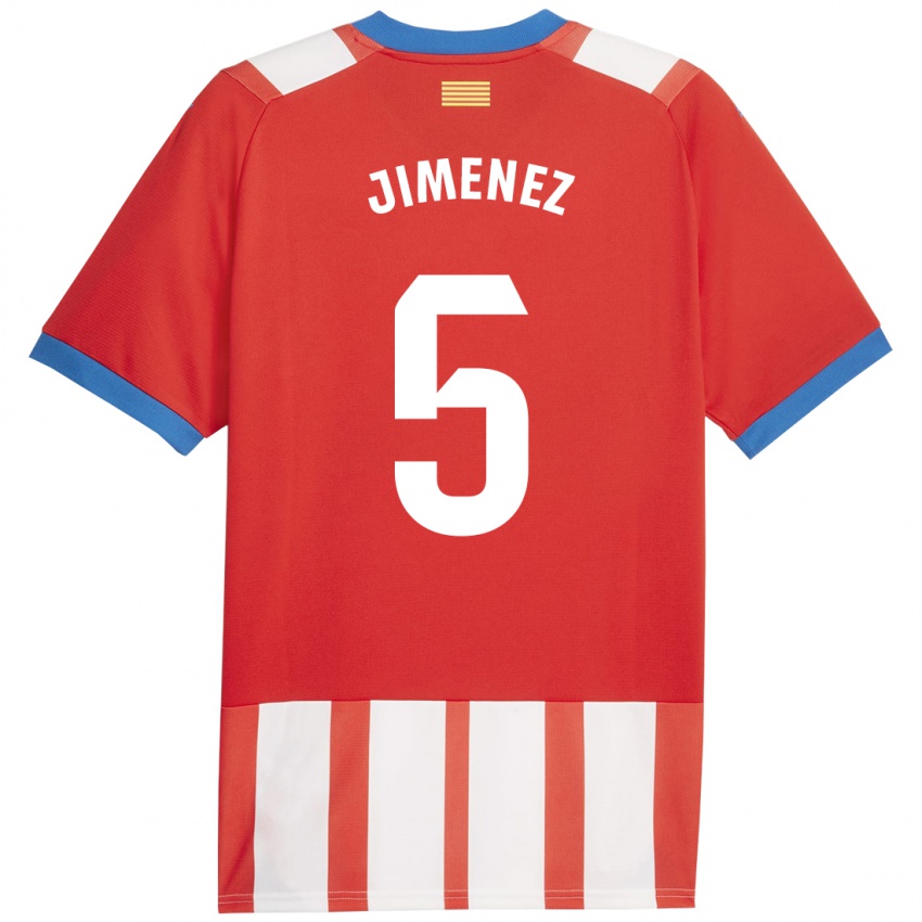 Niño Camiseta Ángela Jiménez #5 Rojo Blanco 1ª Equipación 2023/24 La Camisa