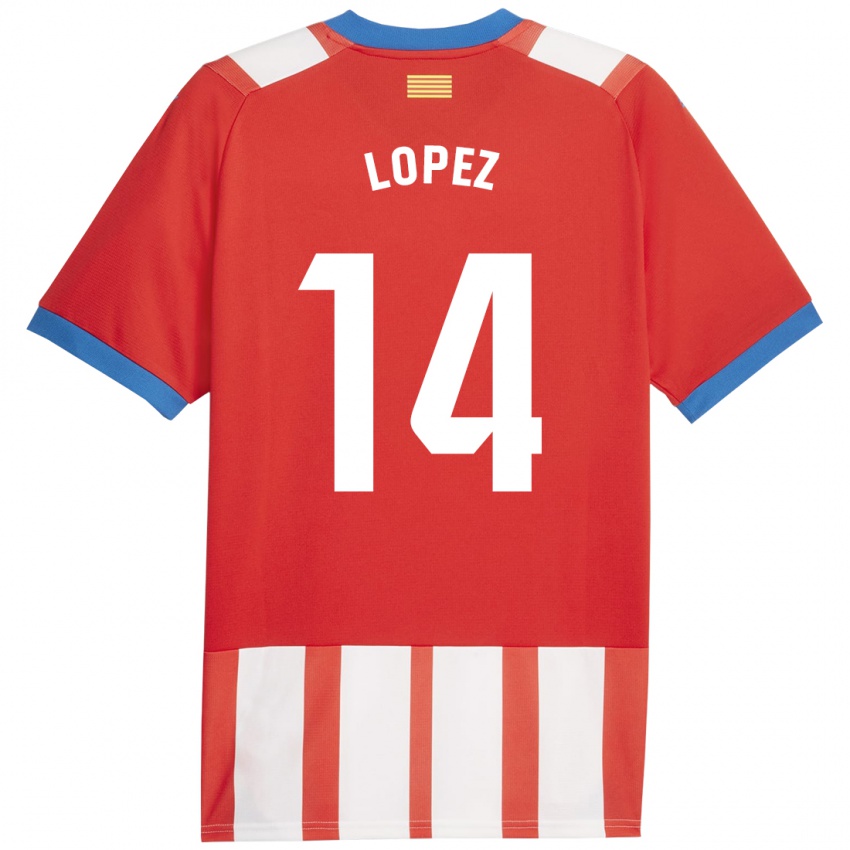 Niño Camiseta Judith López #14 Rojo Blanco 1ª Equipación 2023/24 La Camisa