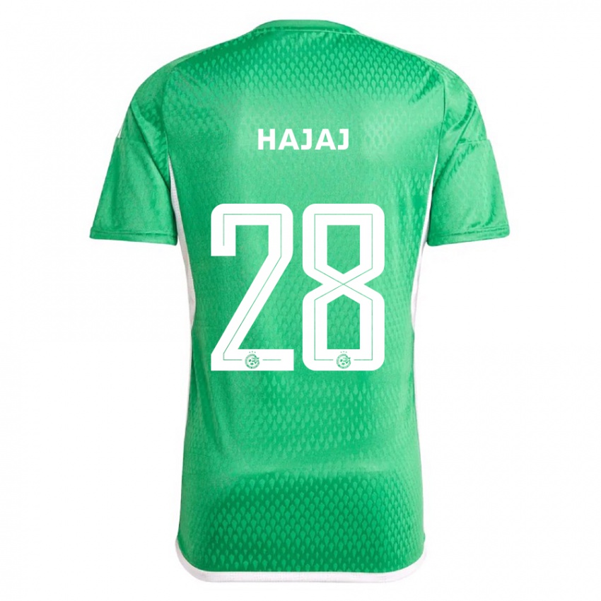 Niño Camiseta Ilay Hajaj #28 Blanco Azul 1ª Equipación 2023/24 La Camisa