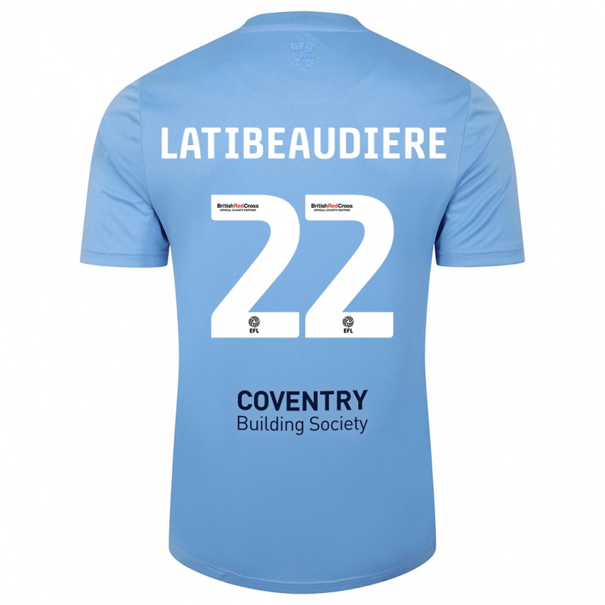 Niño Camiseta Joel Latibeaudiere #22 Cielo Azul 1ª Equipación 2023/24 La Camisa