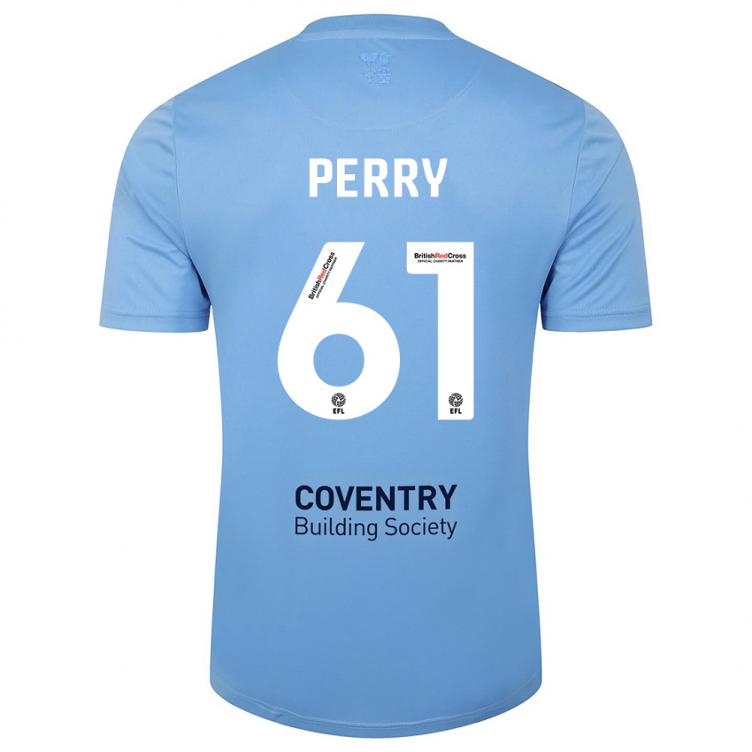 Niño Camiseta Callum Perry #61 Cielo Azul 1ª Equipación 2023/24 La Camisa