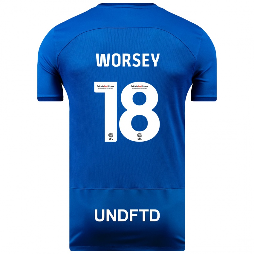 Niño Camiseta Louanne Worsey #18 Azul 1ª Equipación 2023/24 La Camisa