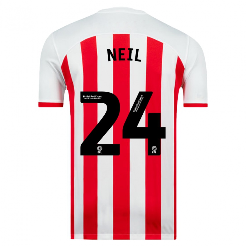 Niño Camiseta Dan Neil #24 Blanco 1ª Equipación 2023/24 La Camisa