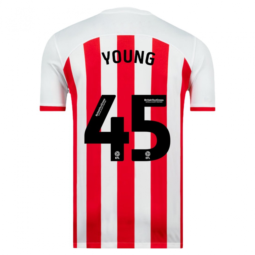 Niño Camiseta Matthew Young #45 Blanco 1ª Equipación 2023/24 La Camisa