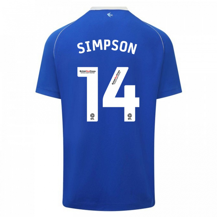 Niño Camiseta Jasmine Simpson #14 Azul 1ª Equipación 2023/24 La Camisa