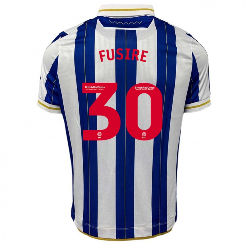 Niño Camiseta Sean Fusire #30 Azul Blanco 1ª Equipación 2023/24 La Camisa