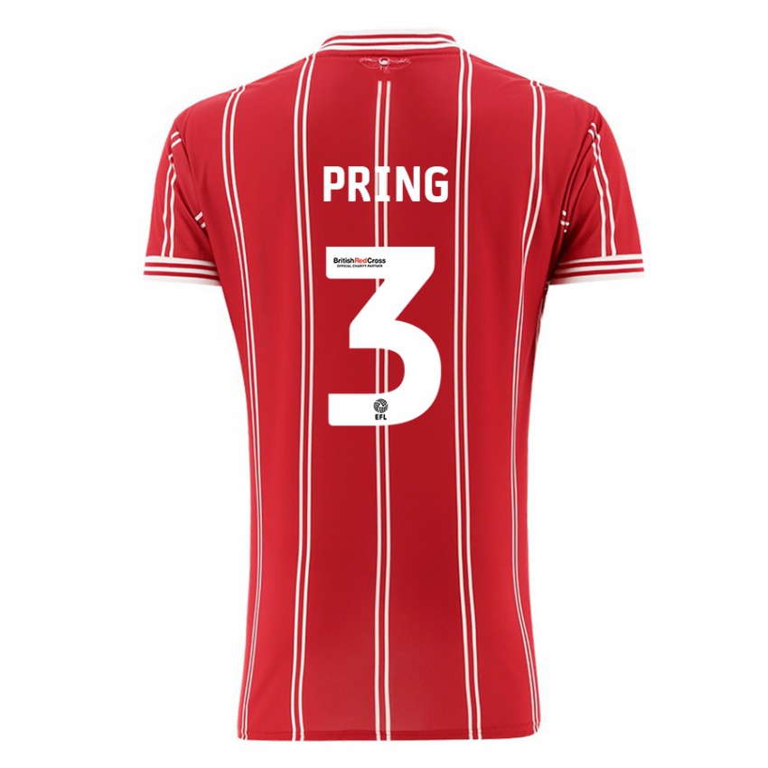 Niño Camiseta Cameron Pring #3 Rojo 1ª Equipación 2023/24 La Camisa