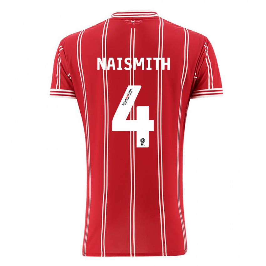 Niño Camiseta Kal Naismith #4 Rojo 1ª Equipación 2023/24 La Camisa