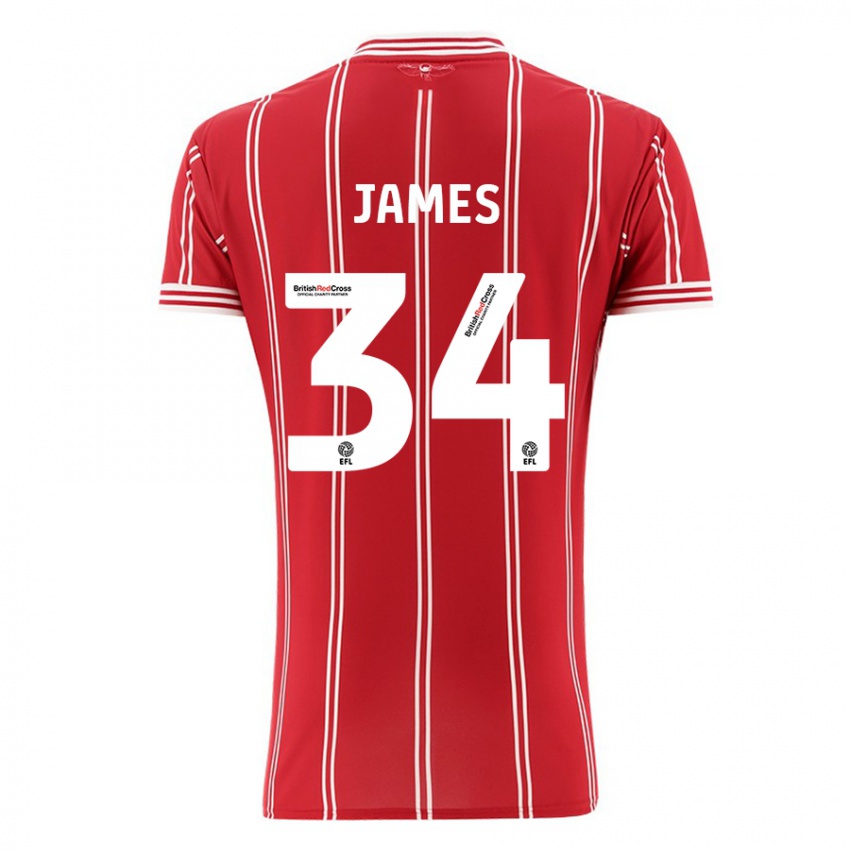 Niño Camiseta Joseph James #34 Rojo 1ª Equipación 2023/24 La Camisa