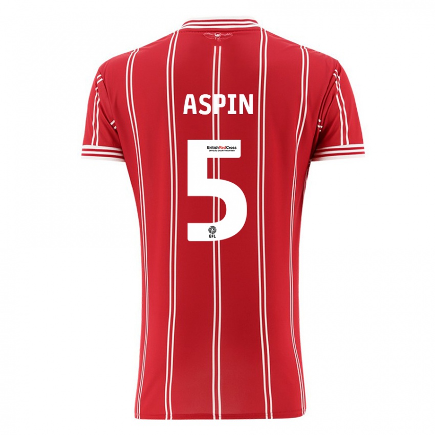 Niño Camiseta Brooke Aspin #5 Rojo 1ª Equipación 2023/24 La Camisa