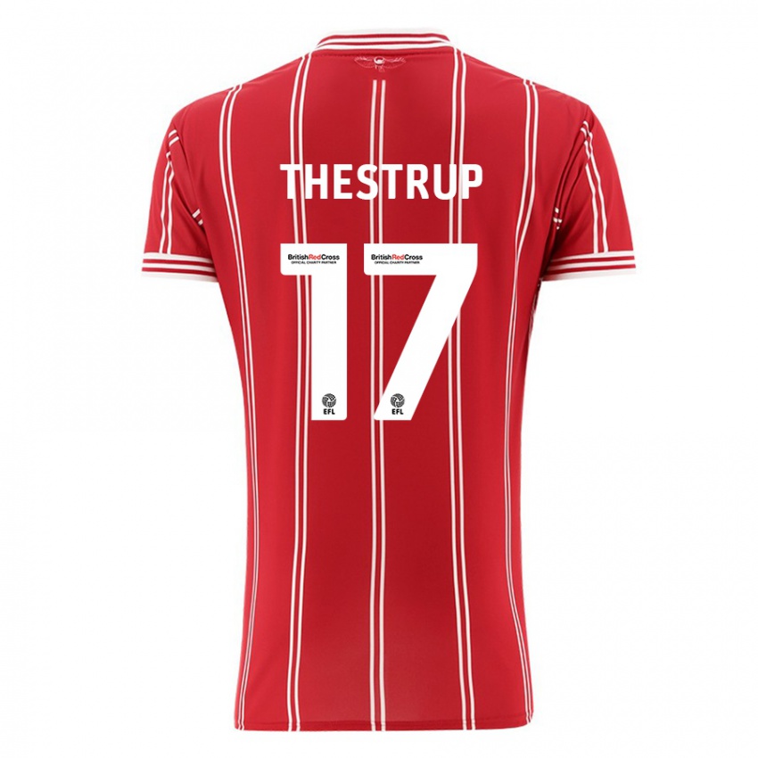 Niño Camiseta Amalie Thestrup #17 Rojo 1ª Equipación 2023/24 La Camisa