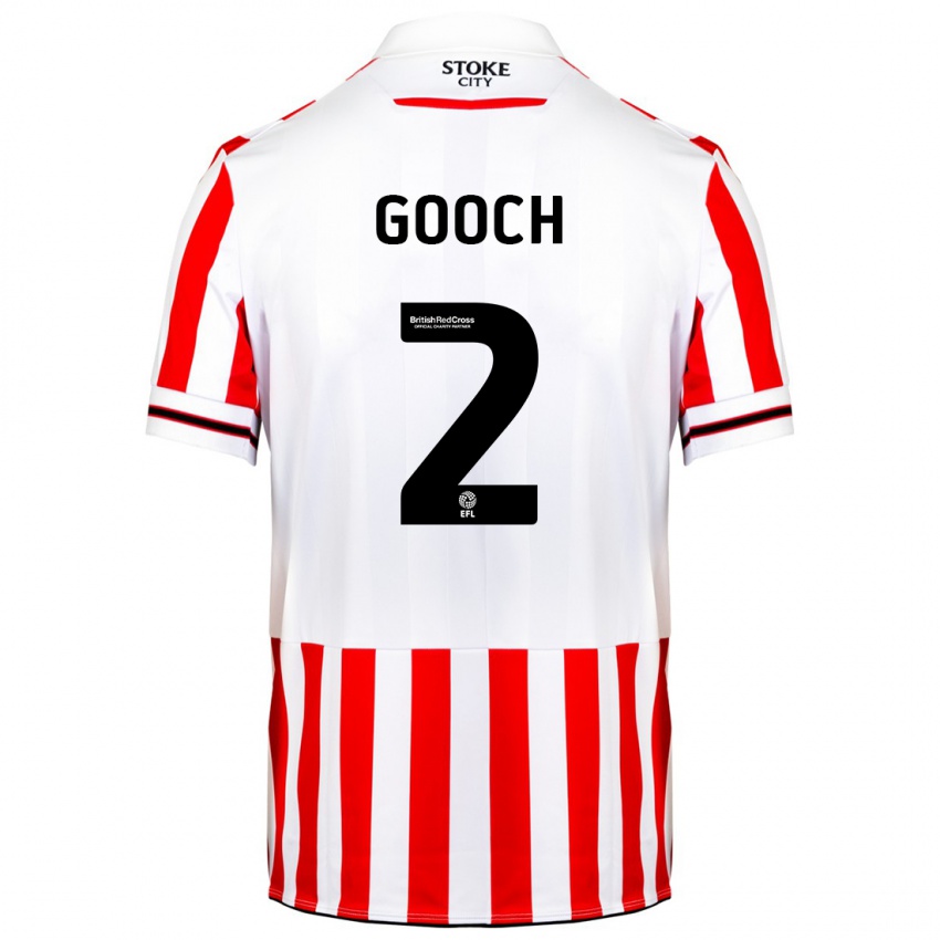 Niño Camiseta Lynden Gooch #2 Rojo Blanco 1ª Equipación 2023/24 La Camisa