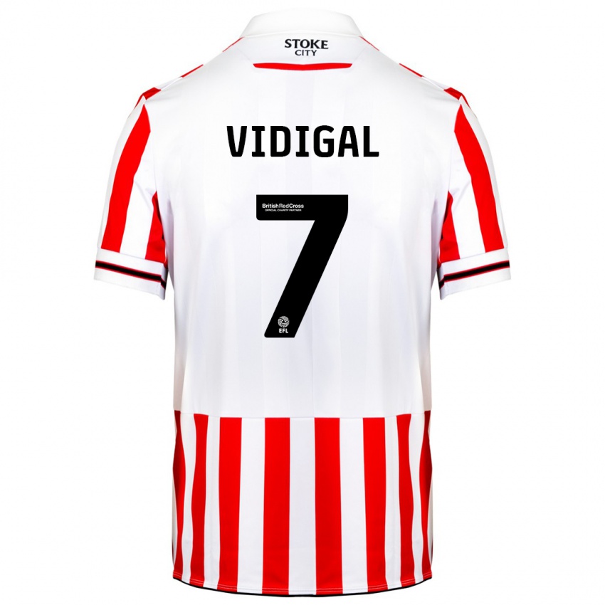 Niño Camiseta André Vidigal #7 Rojo Blanco 1ª Equipación 2023/24 La Camisa