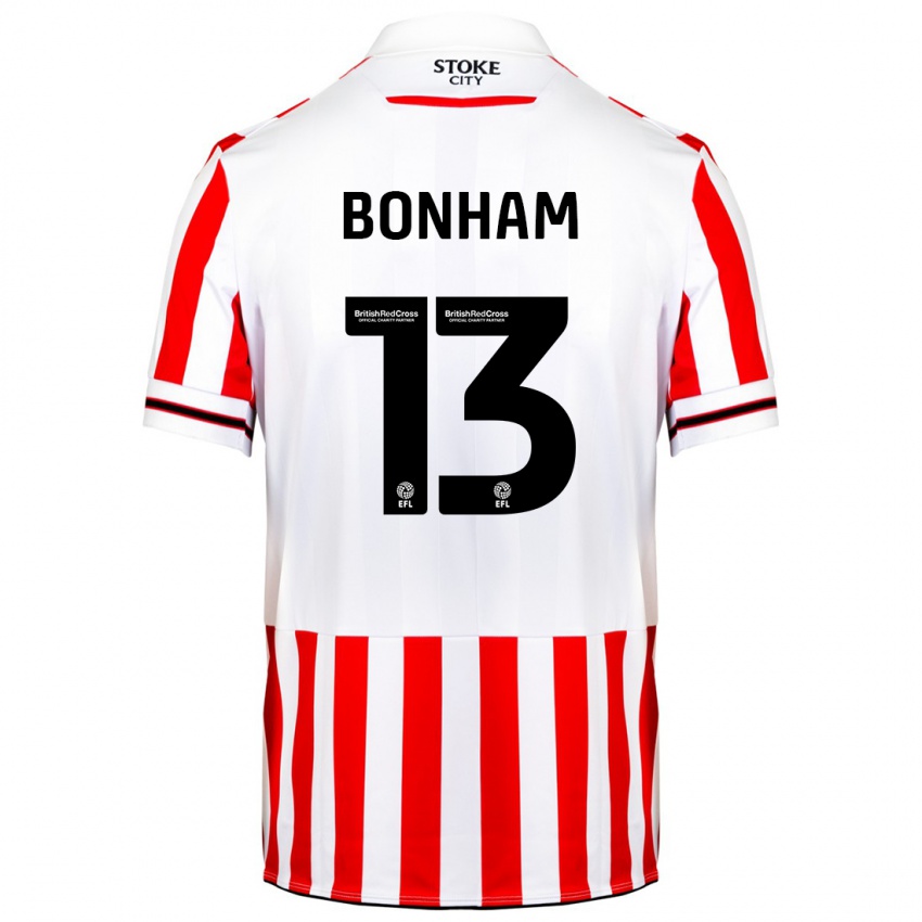 Niño Camiseta Jack Bonham #13 Rojo Blanco 1ª Equipación 2023/24 La Camisa