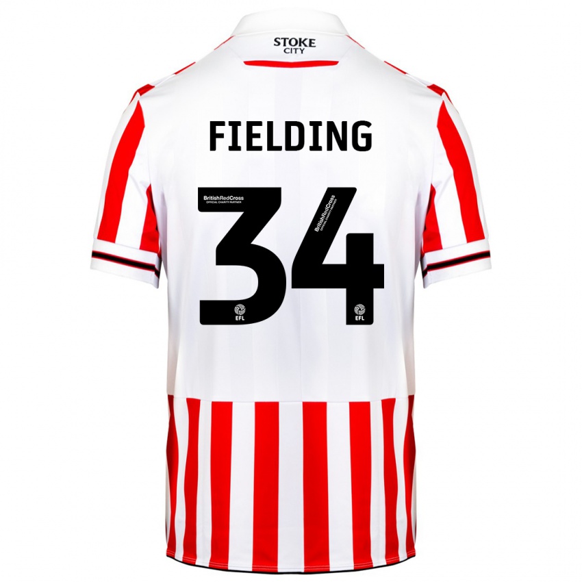 Niño Camiseta Frank Fielding #34 Rojo Blanco 1ª Equipación 2023/24 La Camisa