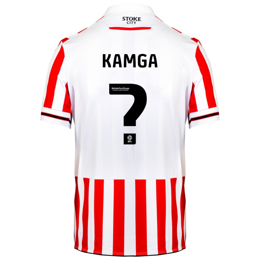 Niño Camiseta Ian Kamga #0 Rojo Blanco 1ª Equipación 2023/24 La Camisa