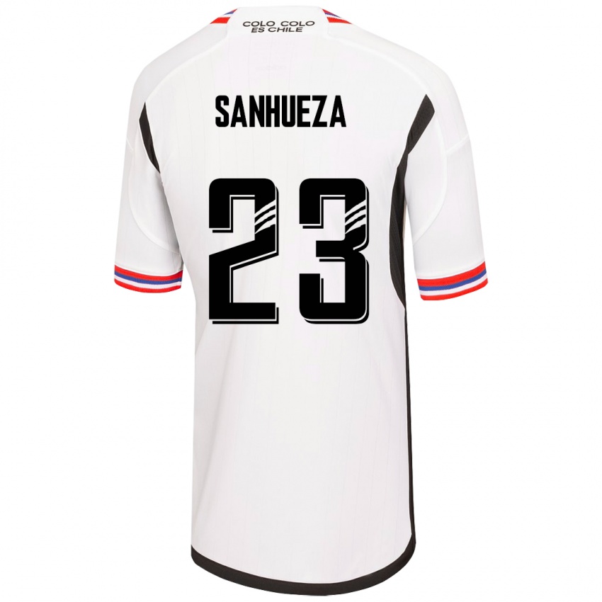 Niño Camiseta Nicol Sanhueza #23 Blanco 1ª Equipación 2023/24 La Camisa