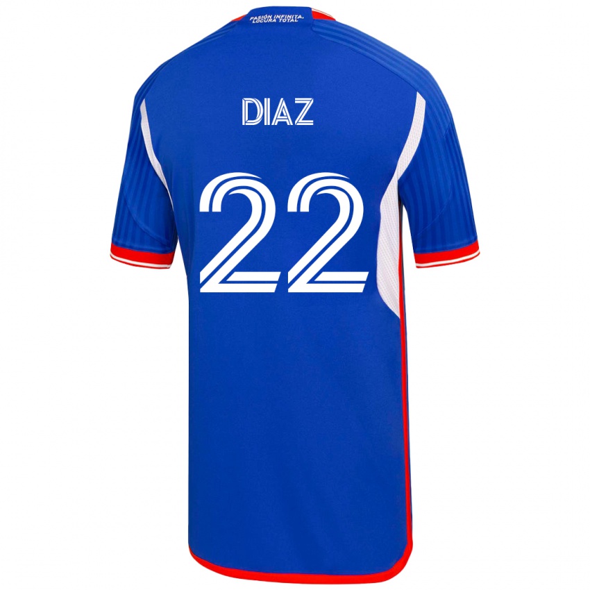 Niño Camiseta Valentina Díaz #22 Azul 1ª Equipación 2023/24 La Camisa