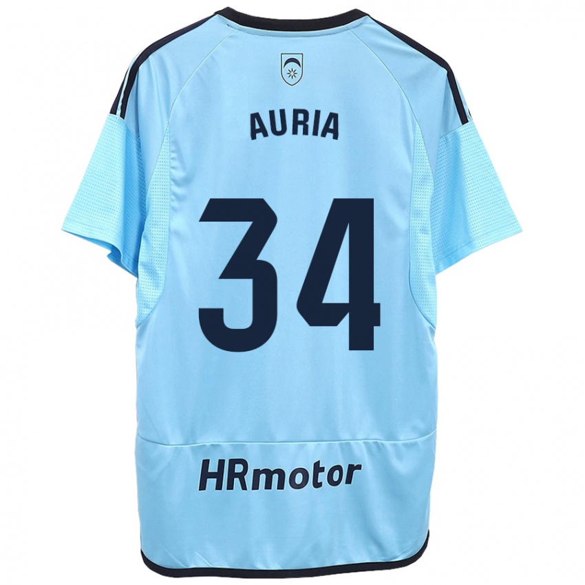 Niño Camiseta Miguel Auria #34 Azul 2ª Equipación 2023/24 La Camisa