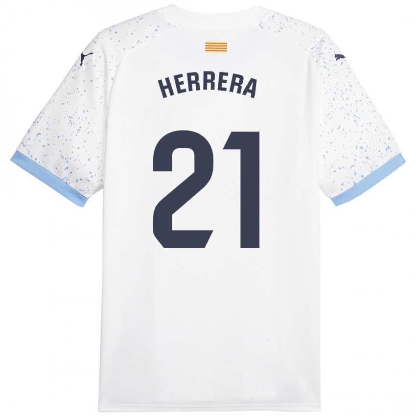 Niño Camiseta Yangel Herrera #21 Blanco 2ª Equipación 2023/24 La Camisa