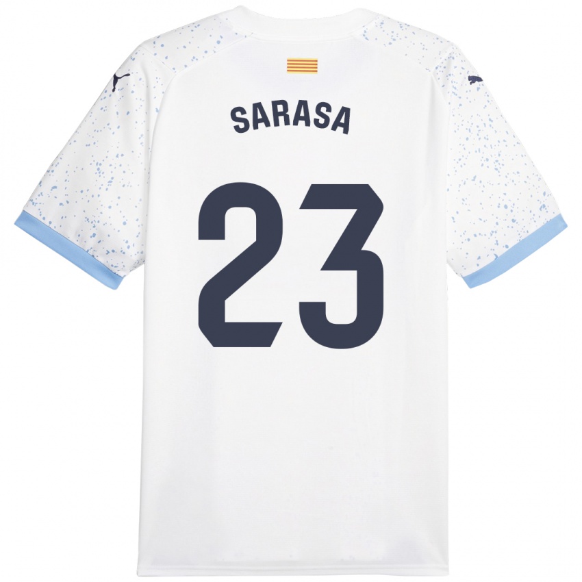 Niño Camiseta Javier Sarasa #23 Blanco 2ª Equipación 2023/24 La Camisa