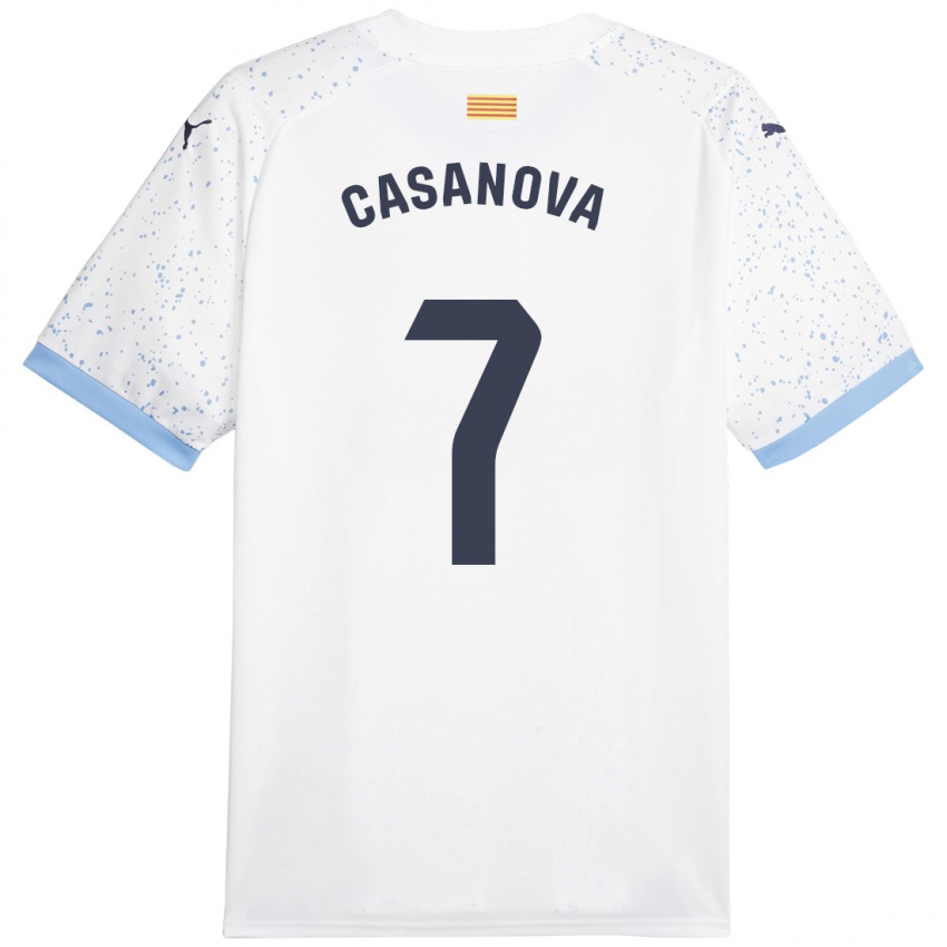 Niño Camiseta Àstrid Casanova #7 Blanco 2ª Equipación 2023/24 La Camisa