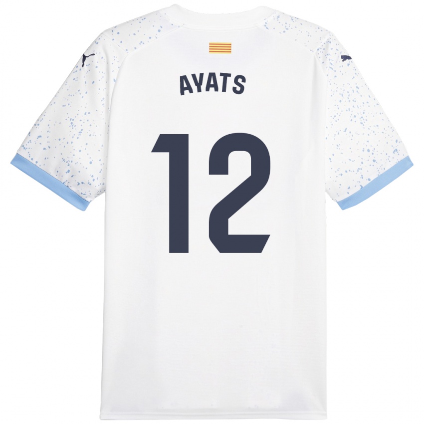 Niño Camiseta Mònica Ayats #12 Blanco 2ª Equipación 2023/24 La Camisa