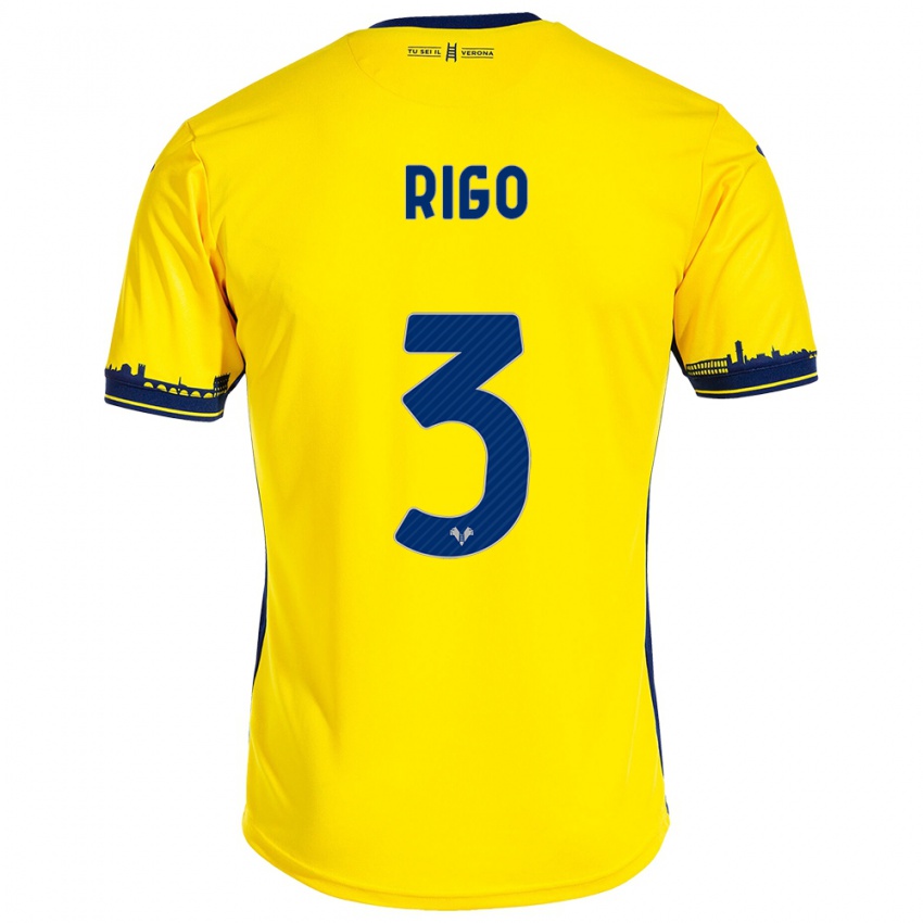 Niño Camiseta Mattia Rigo #3 Amarillo 2ª Equipación 2023/24 La Camisa