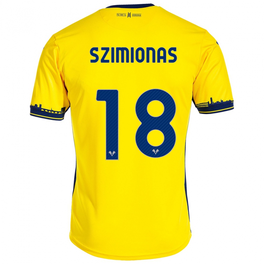 Niño Camiseta Luca Szimionas #18 Amarillo 2ª Equipación 2023/24 La Camisa