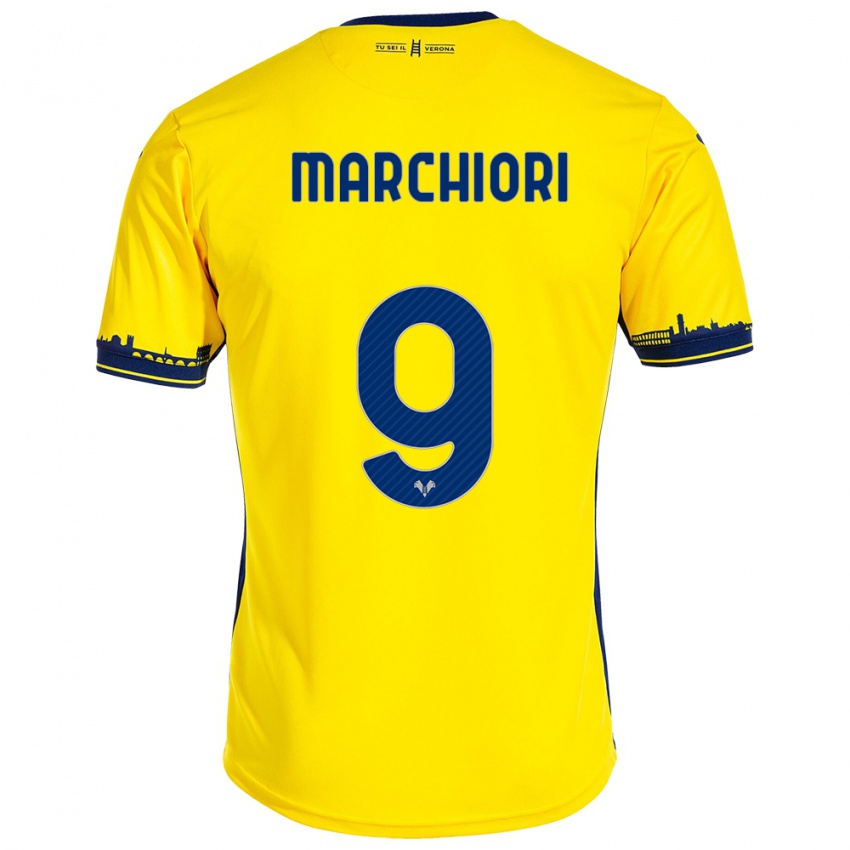 Niño Camiseta Giorgia Marchiori #9 Amarillo 2ª Equipación 2023/24 La Camisa