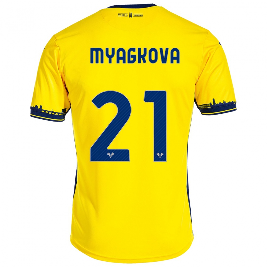 Niño Camiseta Alina Myagkova #21 Amarillo 2ª Equipación 2023/24 La Camisa