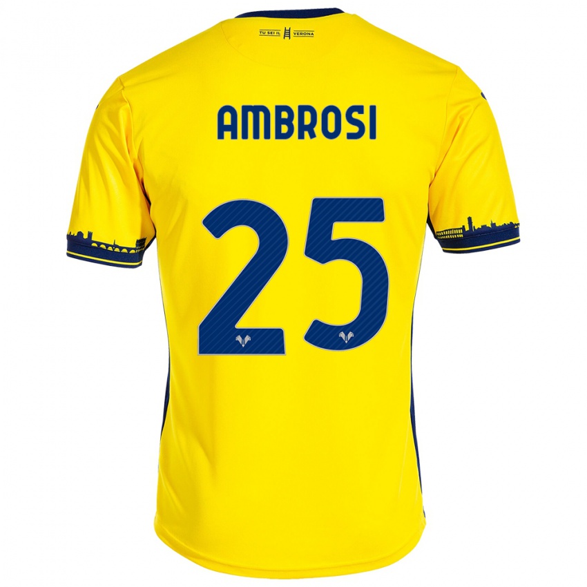 Niño Camiseta Caterina Ambrosi #25 Amarillo 2ª Equipación 2023/24 La Camisa