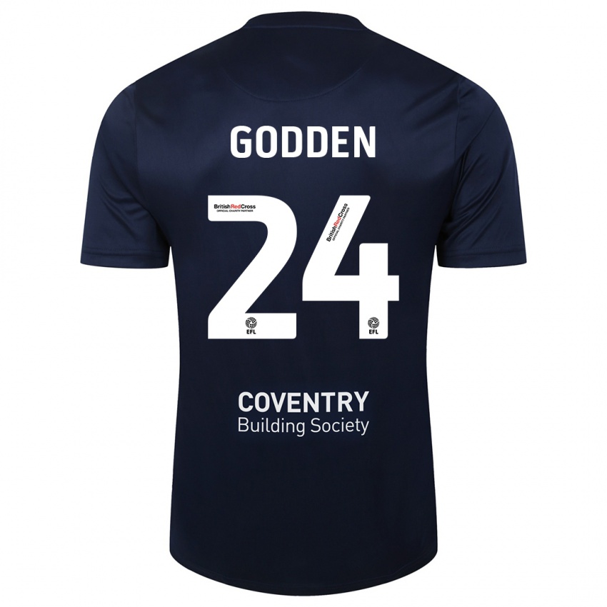 Niño Camiseta Matt Godden #24 Rojo Azul Marino 2ª Equipación 2023/24 La Camisa