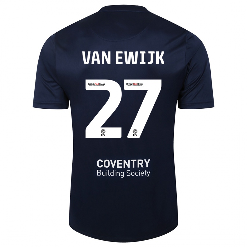 Niño Camiseta Milan Van Ewijk #27 Rojo Azul Marino 2ª Equipación 2023/24 La Camisa