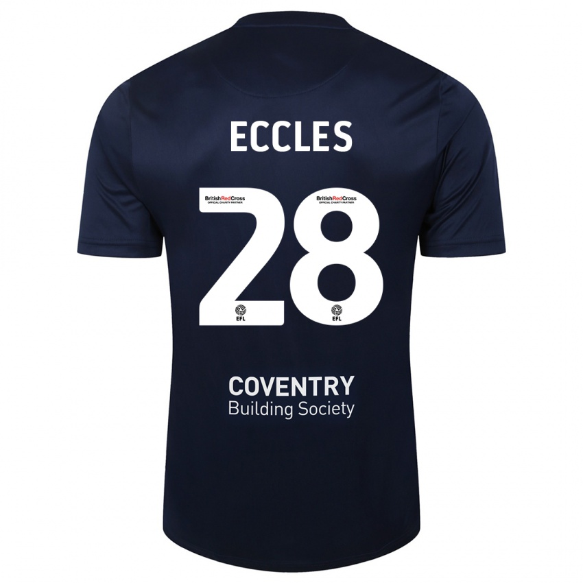 Niño Camiseta Josh Eccles #28 Rojo Azul Marino 2ª Equipación 2023/24 La Camisa