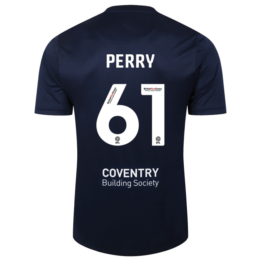 Niño Camiseta Callum Perry #61 Rojo Azul Marino 2ª Equipación 2023/24 La Camisa