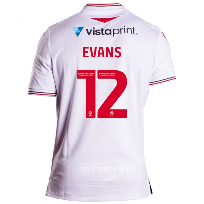 Niño Camiseta George Evans #12 Blanco 2ª Equipación 2023/24 La Camisa