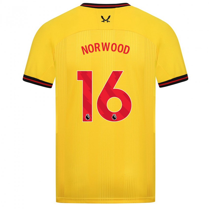 Niño Camiseta Oliver Norwood #16 Amarillo 2ª Equipación 2023/24 La Camisa