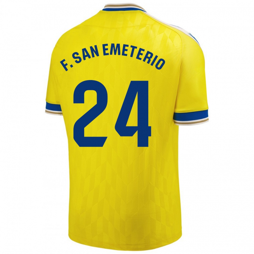 Hombre Camiseta Fede San Emeterio #24 Amarillo 1ª Equipación 2023/24 La Camisa