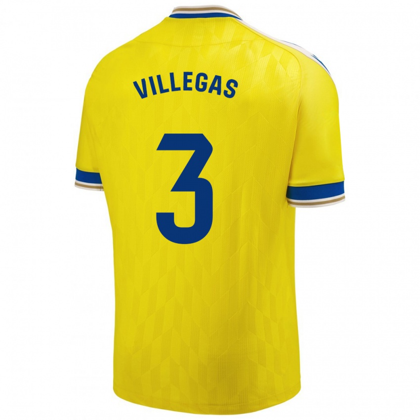 Hombre Camiseta Virginia Villegas Rico #3 Amarillo 1ª Equipación 2023/24 La Camisa